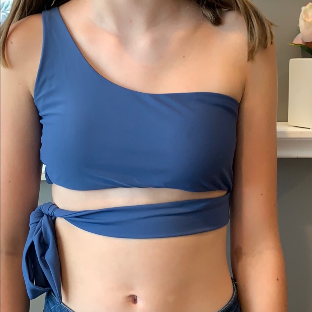ROMWE TIE ONE SHOULDER BIKINI TOP